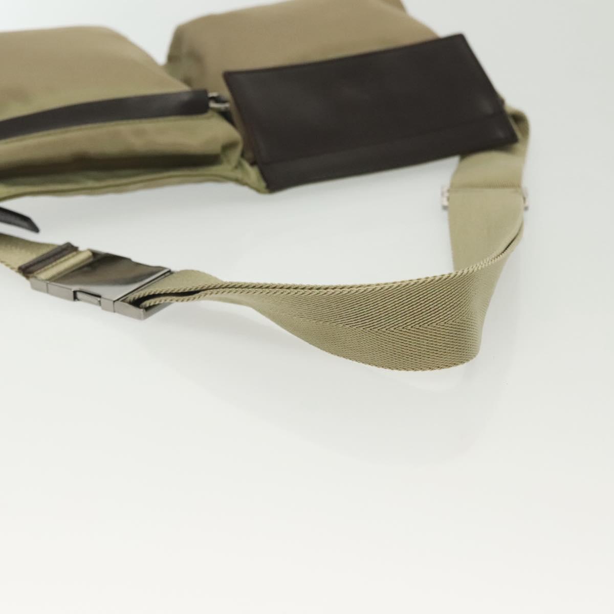 GUCCI Waist bag Canvas Beige Silver 28566 Auth ep10792