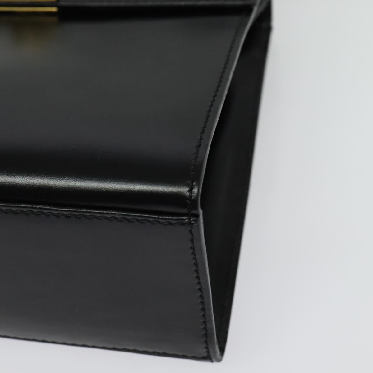 CELINE Hand Bag Leather 2way Black Gold Auth ep10800