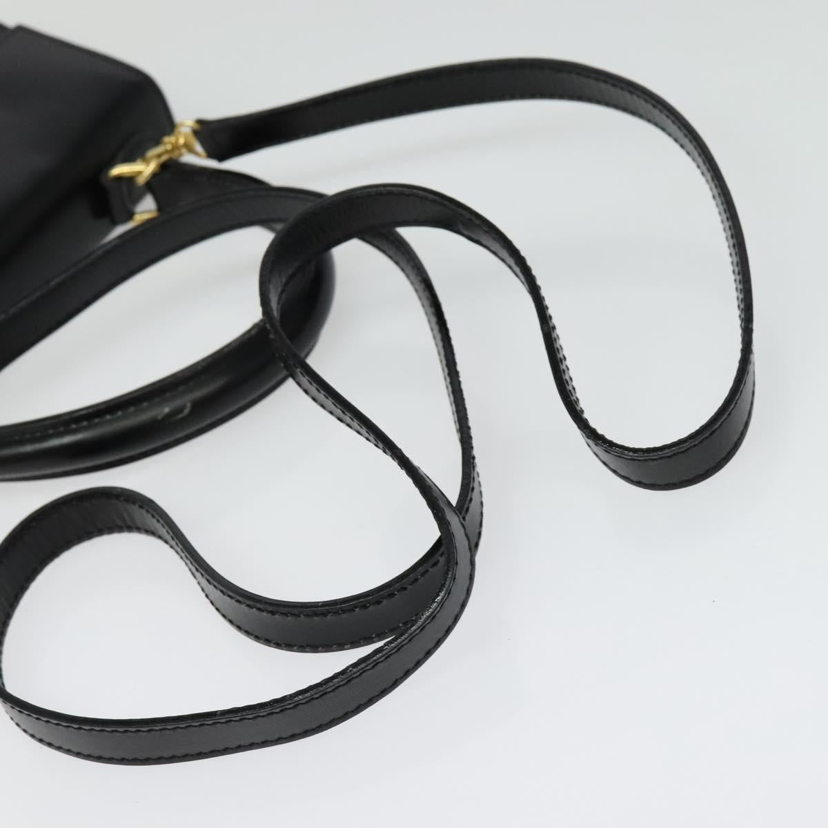 CELINE Hand Bag Leather 2way Black Gold Auth ep10800