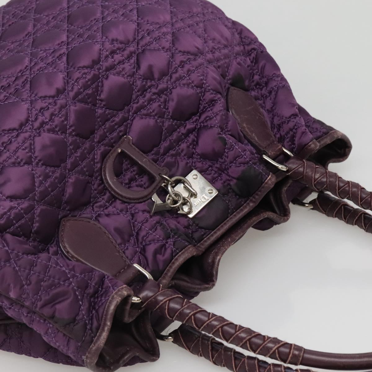 Christian Dior Canage Tote Bag Nylon Purple Silver Auth ep10801