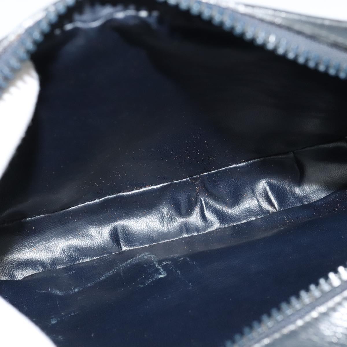 CELINE Shoulder Bag Leather Navy Gold Auth ep10804