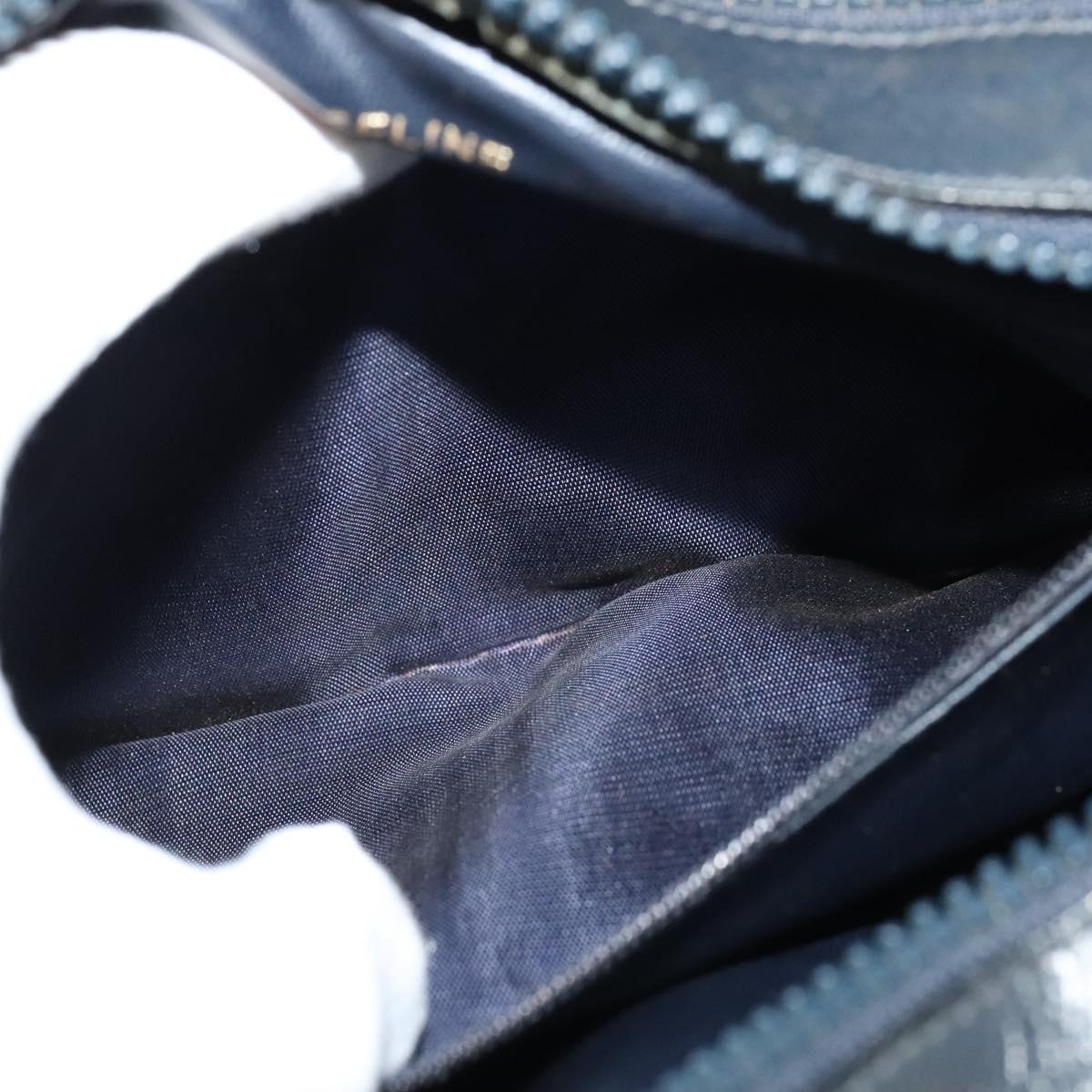 CELINE Shoulder Bag Leather Navy Gold Auth ep10804