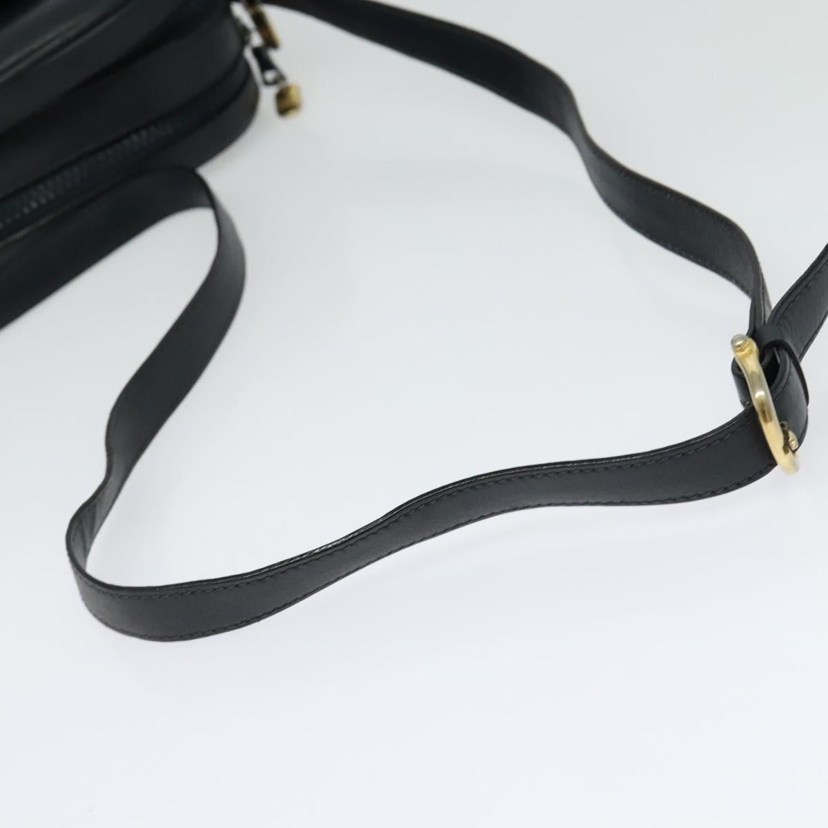 CELINE Shoulder Bag Leather Navy Gold Auth ep10804