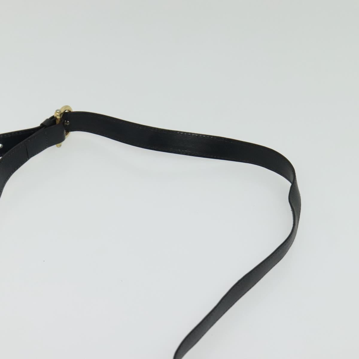 CELINE Shoulder Bag Leather Navy Gold Auth ep10804