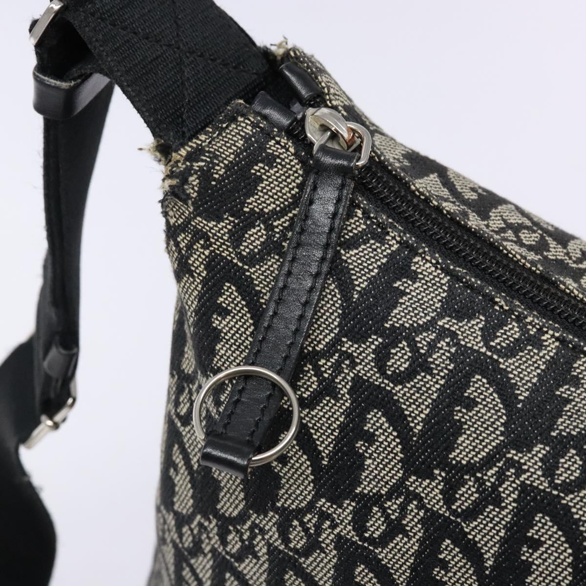 Christian Dior Trotter Canvas Shoulder Bag Black Silver Auth ep10805