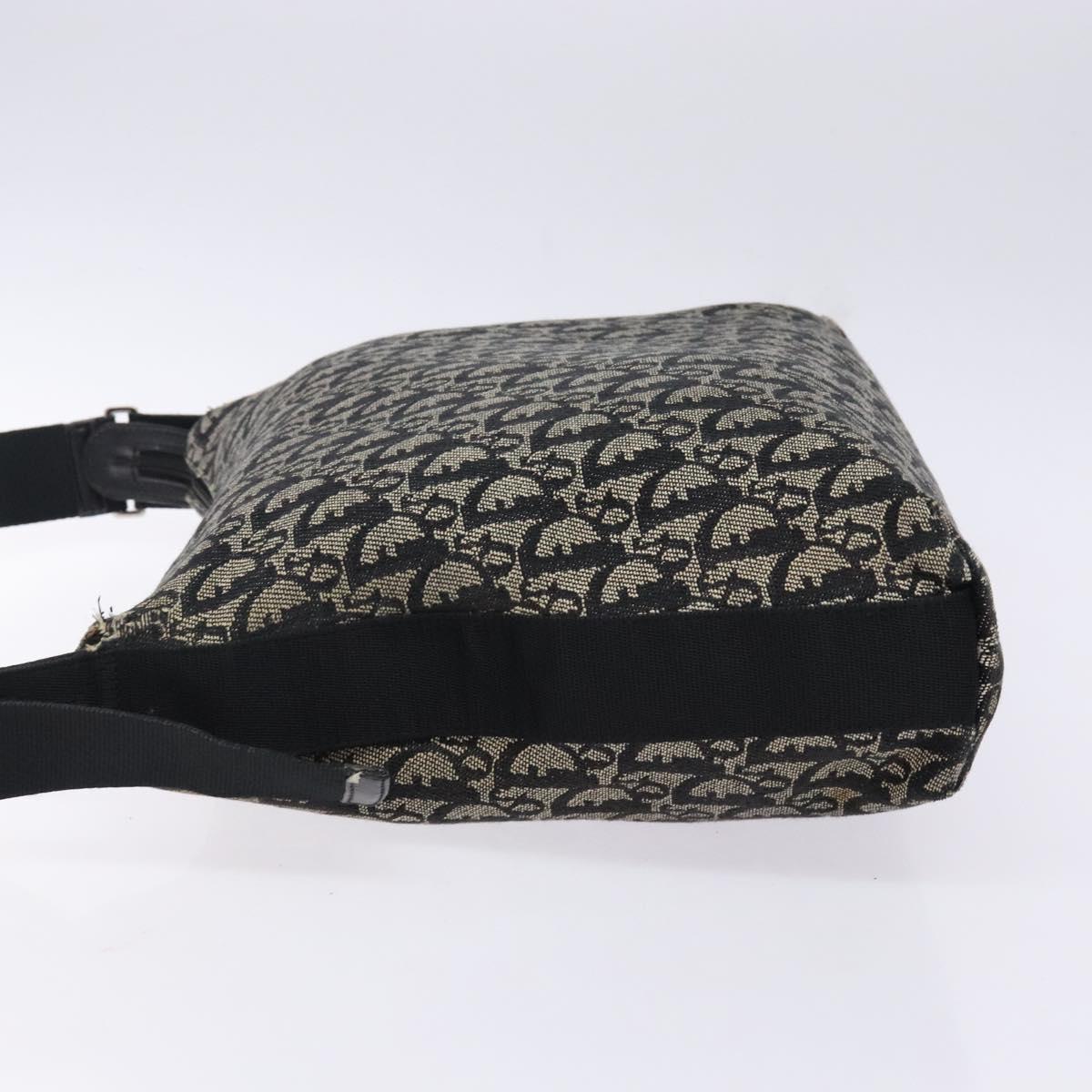 Christian Dior Trotter Canvas Shoulder Bag Black Silver Auth ep10805