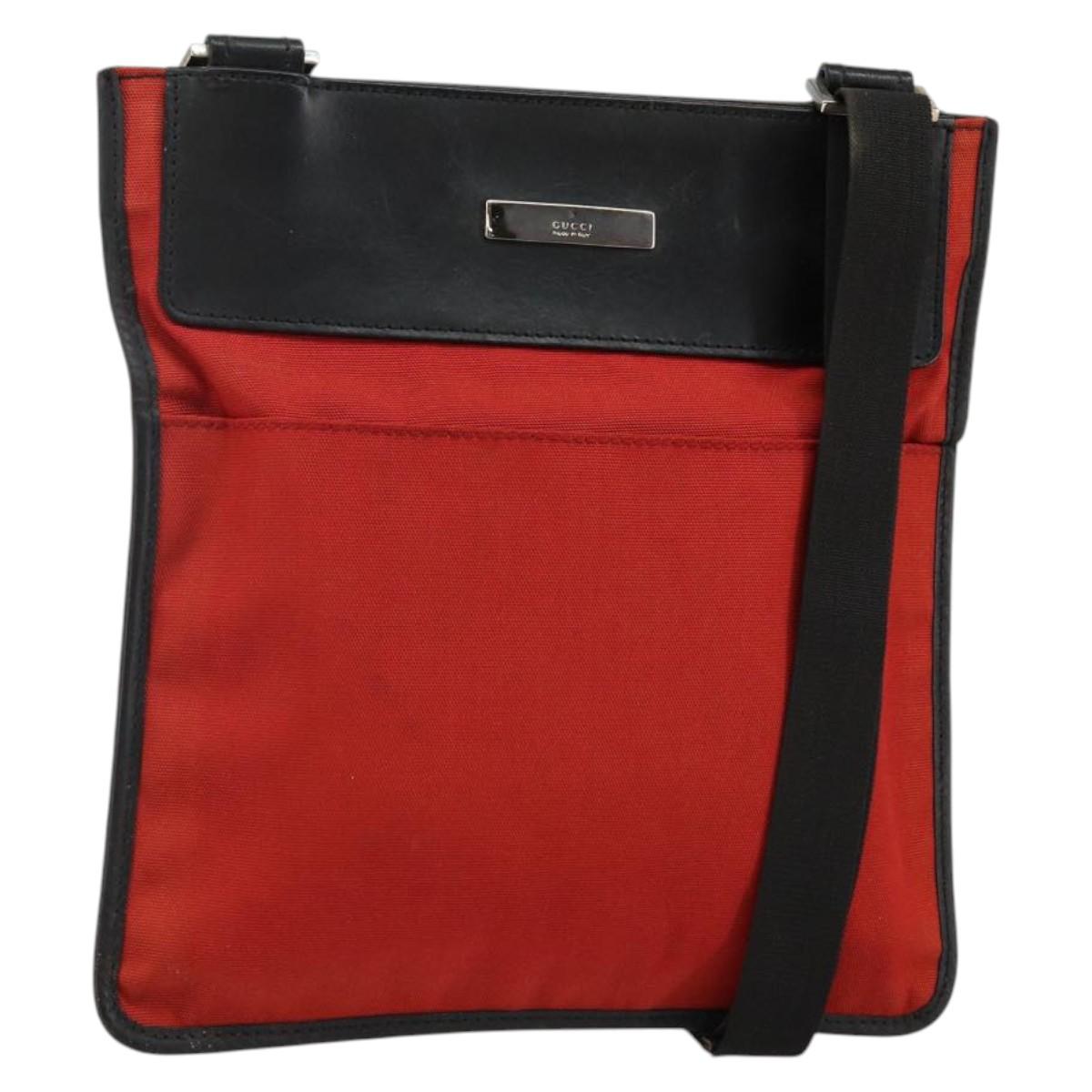 GUCCI Shoulder Bag Nylon Red Silver 019 0348 Auth ep10806