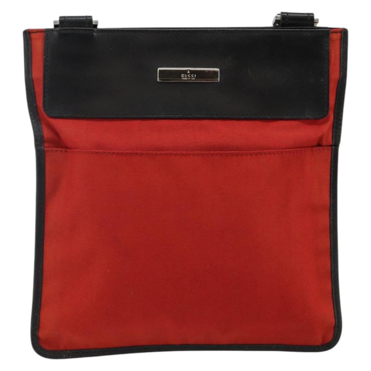 GUCCI Shoulder Bag Nylon Red Silver 019 0348 Auth ep10806