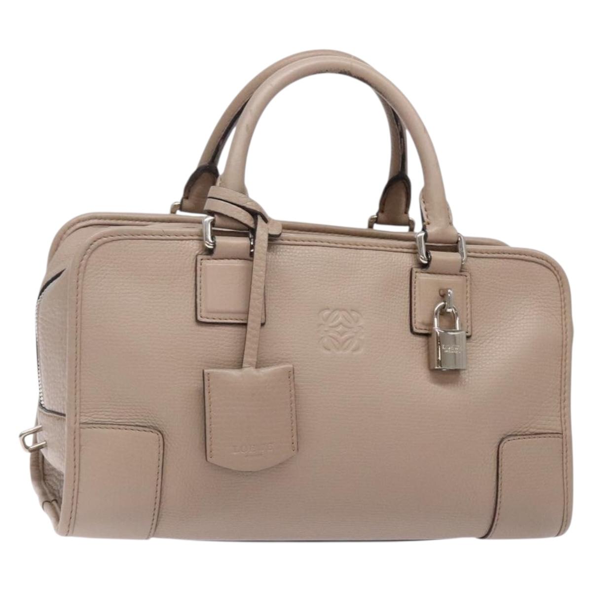 LOEWE Anagram Americana 28 Hand Bag Leather Gray Silver Auth ep10807