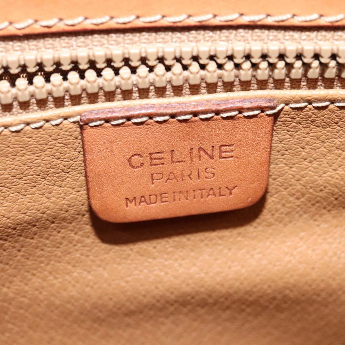 CELINE Macadam Canvas Shoulder Bag PVC Leather Brown Gold Auth ep10815