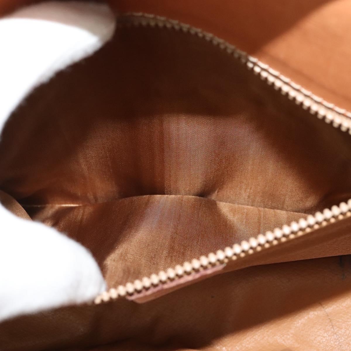 CELINE Macadam Canvas Shoulder Bag PVC Leather Brown Gold Auth ep10815