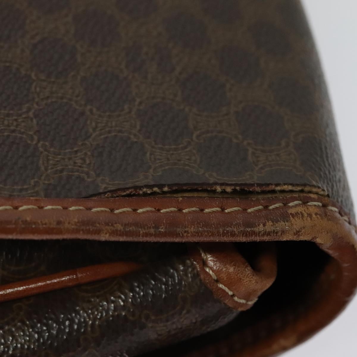 CELINE Macadam Canvas Shoulder Bag PVC Leather Brown Gold Auth ep10815