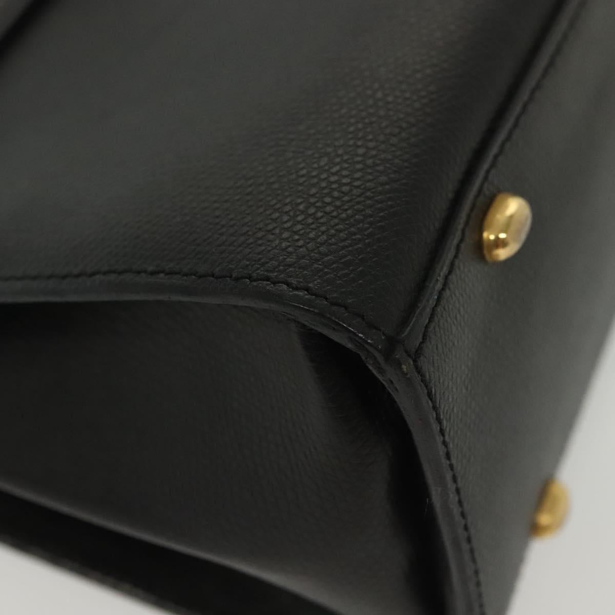 CELINE Hand Bag Leather Black Gold Auth ep10817