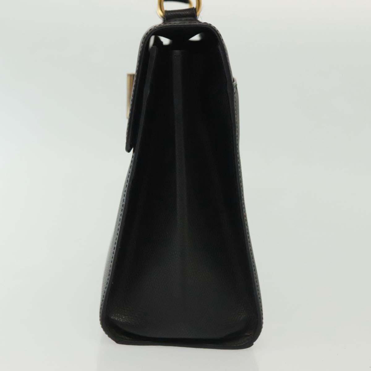 CELINE Hand Bag Leather Black Gold Auth ep10817