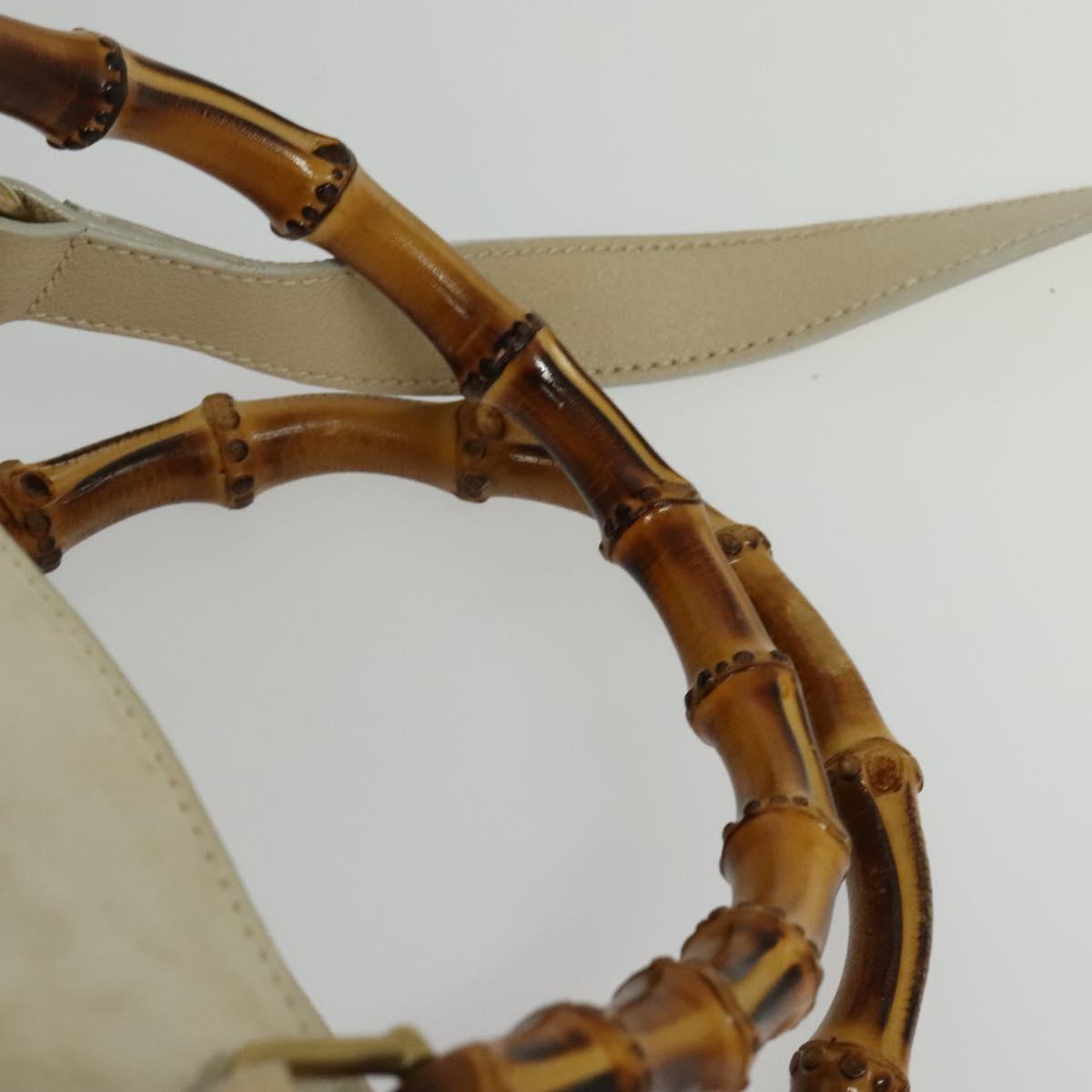 GUCCI Bamboo Hand Bag Suede 2way Beige Gold 002 2855 0322 0 Auth ep10823