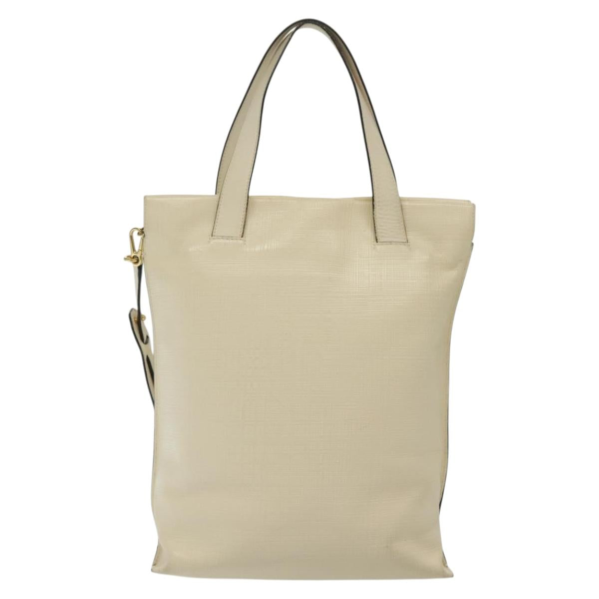 LOEWE Anagram Tote Bag Leather 2way White Gold Auth ep10824