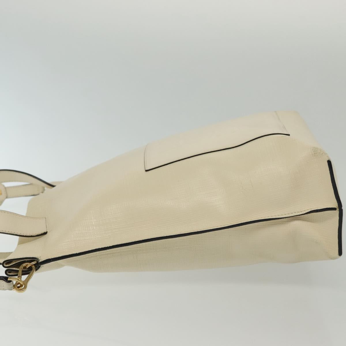 LOEWE Anagram Tote Bag Leather 2way White Gold Auth ep10824