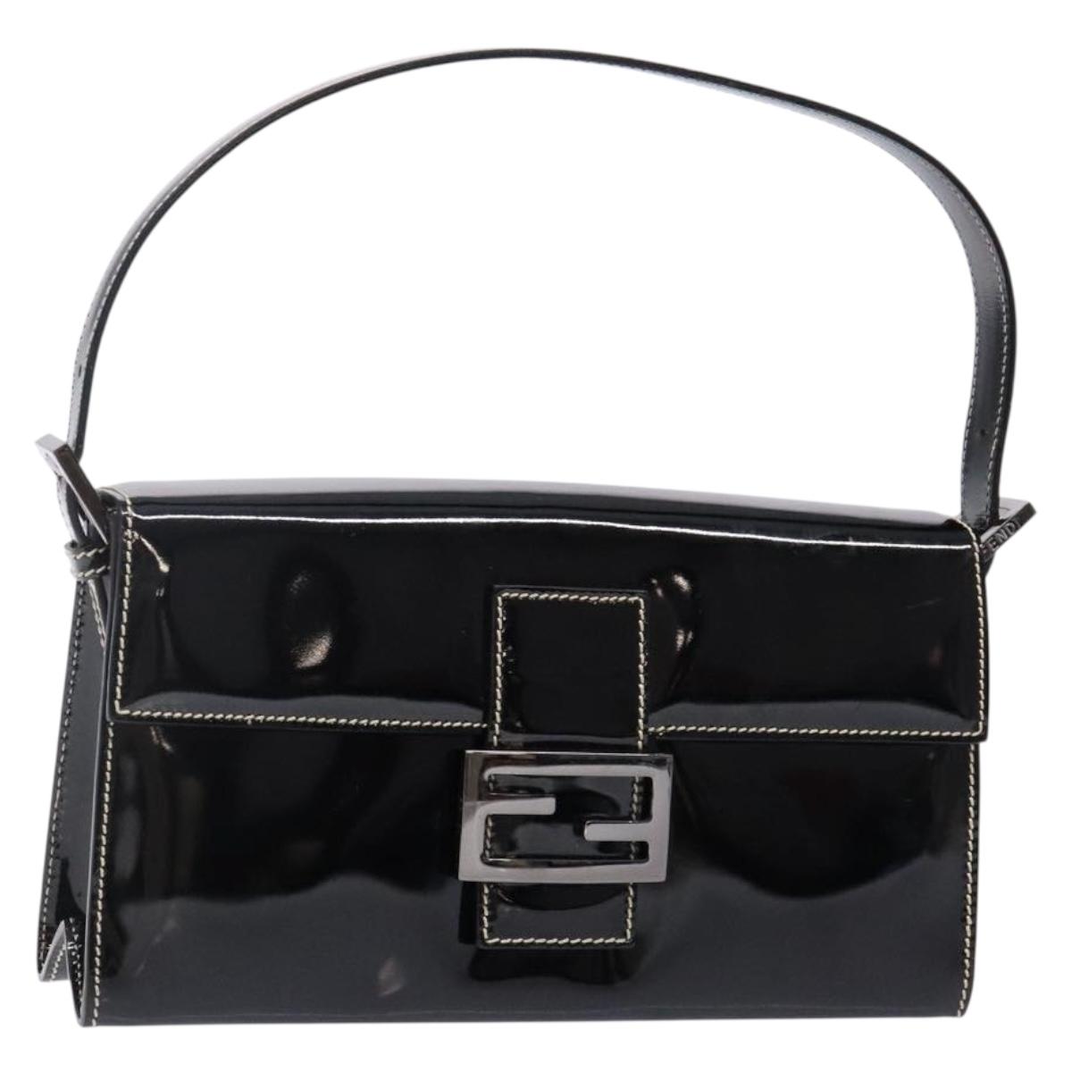 FENDI Mamma Baguette Shoulder Bag Enamel Black Auth ep10832