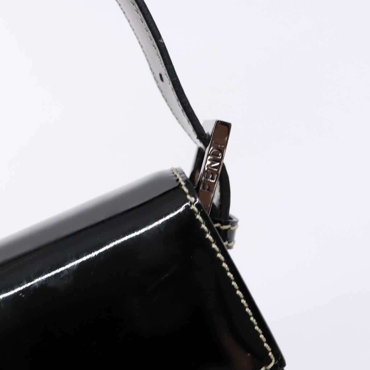 FENDI Mamma Baguette Shoulder Bag Enamel Black Auth ep10832