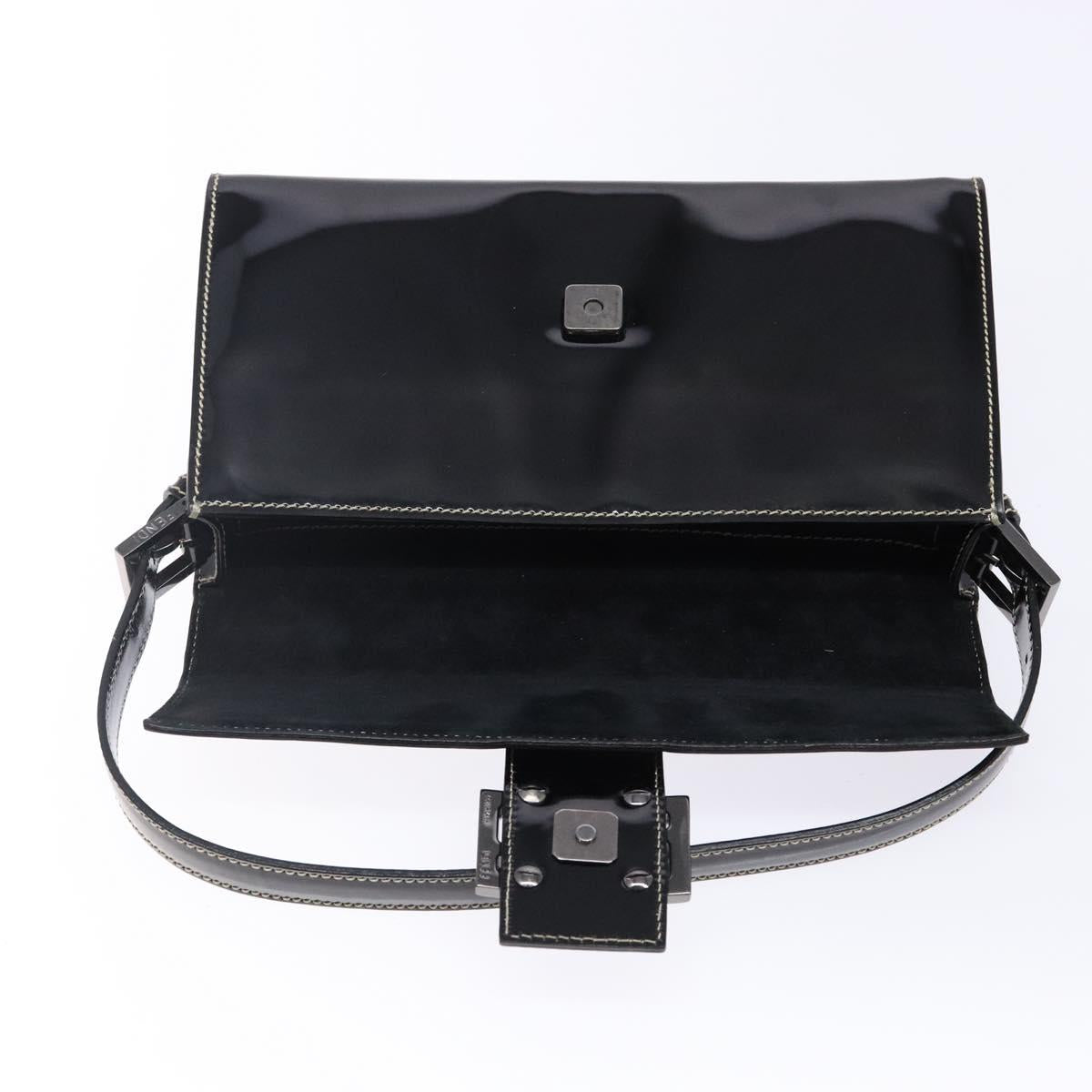 FENDI Mamma Baguette Shoulder Bag Enamel Black Auth ep10832