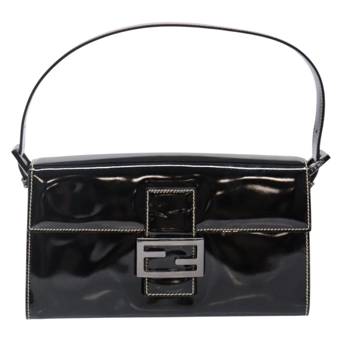 FENDI Mamma Baguette Shoulder Bag Enamel Black Auth ep10832
