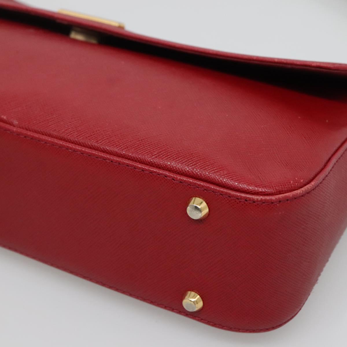 BURBERRY Hand Bag Leather Red Gold Auth ep10833