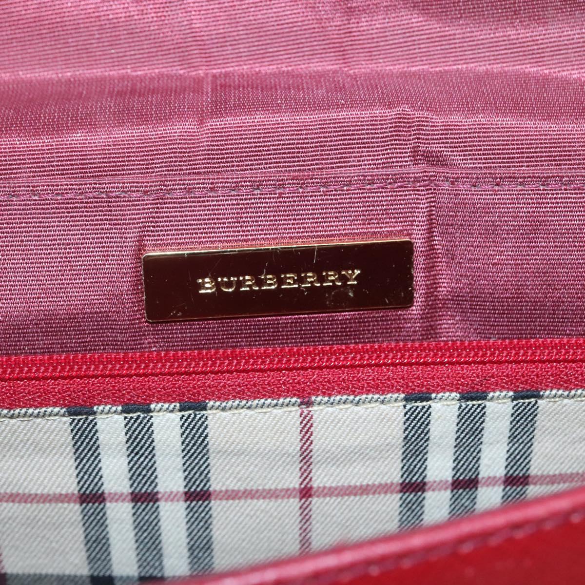 BURBERRY Hand Bag Leather Red Gold Auth ep10833