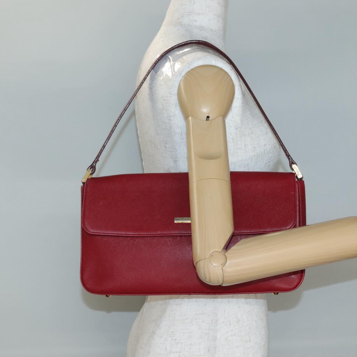 BURBERRY Hand Bag Leather Red Gold Auth ep10833