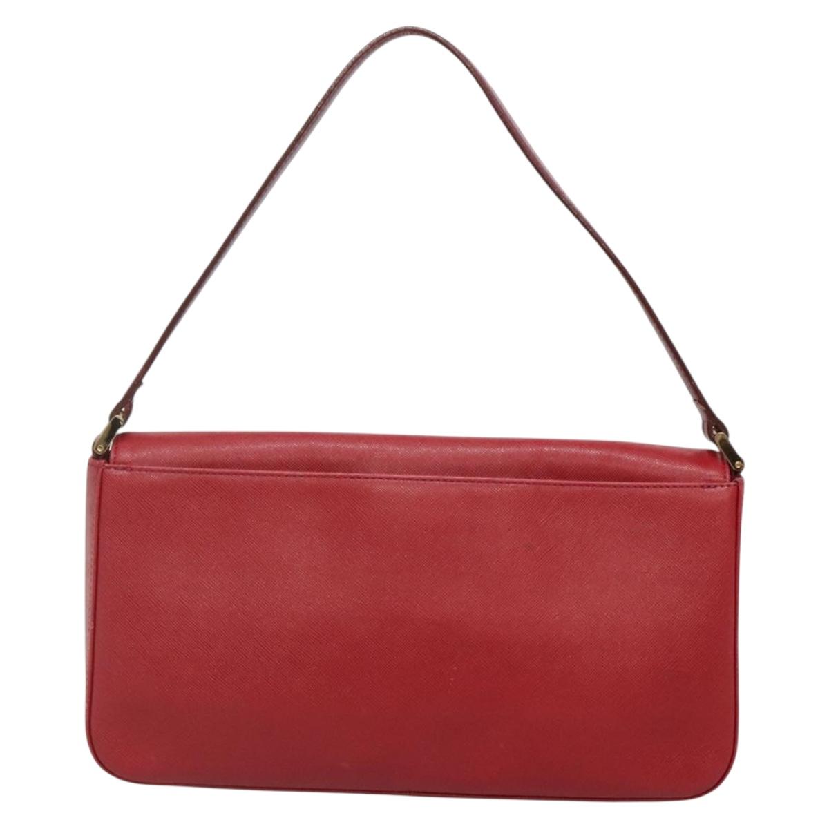 BURBERRY Hand Bag Leather Red Gold Auth ep10833
