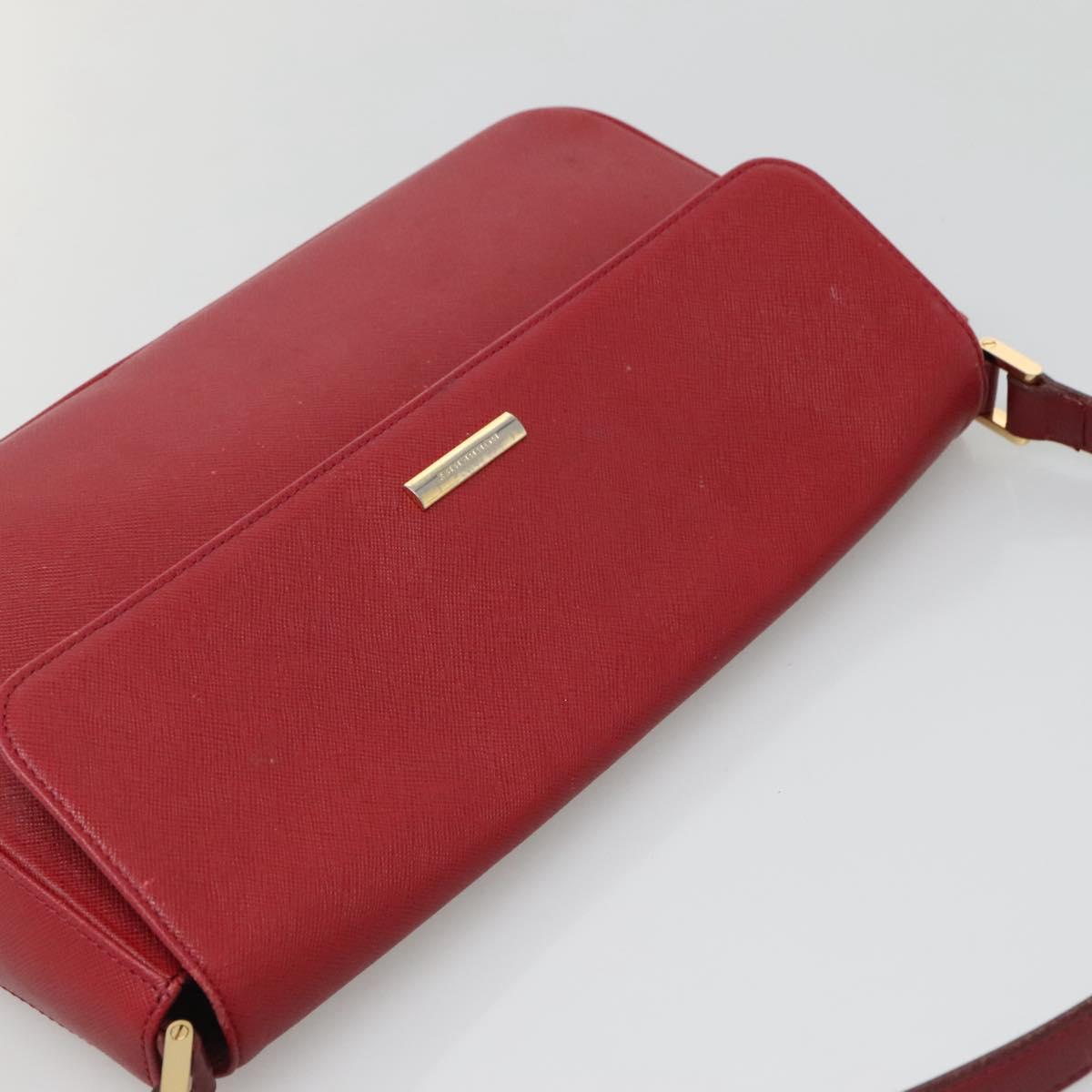 BURBERRY Hand Bag Leather Red Gold Auth ep10833