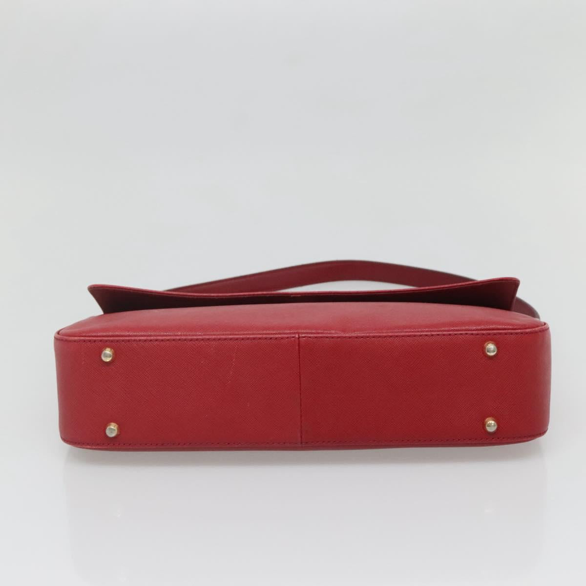 BURBERRY Hand Bag Leather Red Gold Auth ep10833