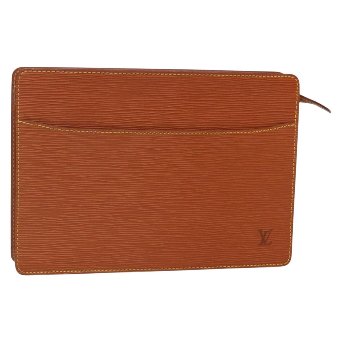 LOUIS VUITTON Epi Pochette Homme Bag Brown Zipangu Gold M52528 LV Auth ep10838