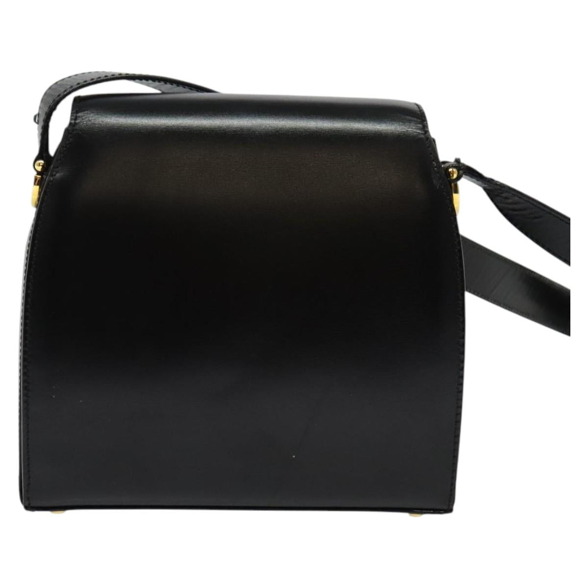 CELINE Shoulder Bag Leather Black Gold Auth ep10841