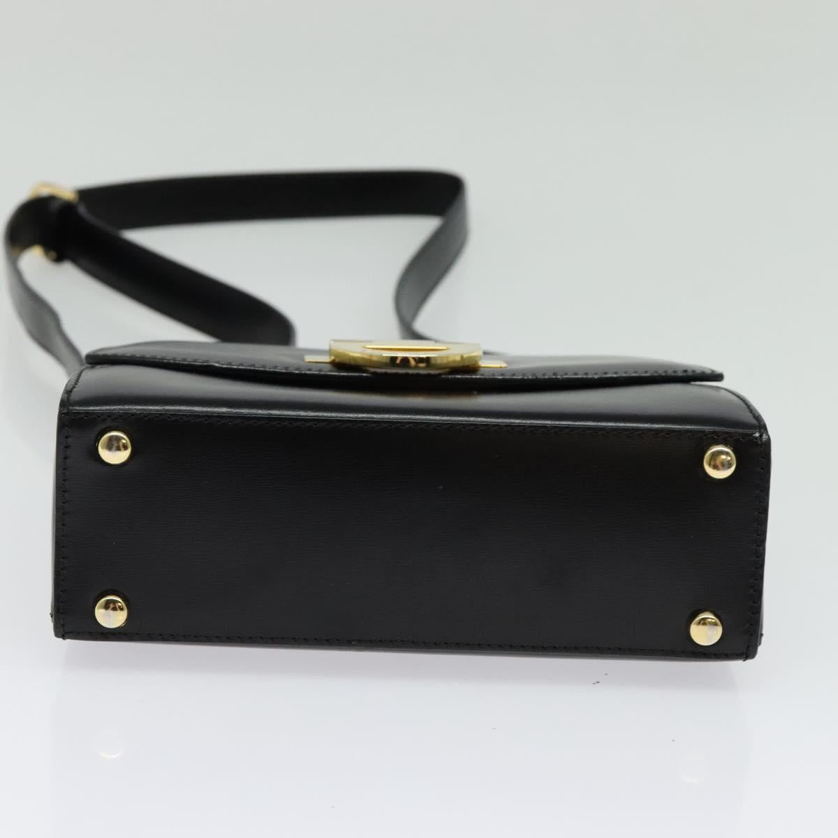 CELINE Shoulder Bag Leather Black Gold Auth ep10841