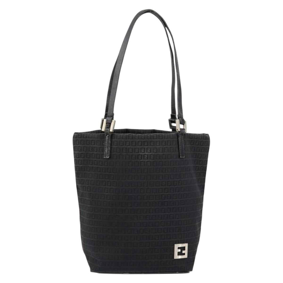 FENDI Zucchino Canvas Hand Bag Black Auth ep10842