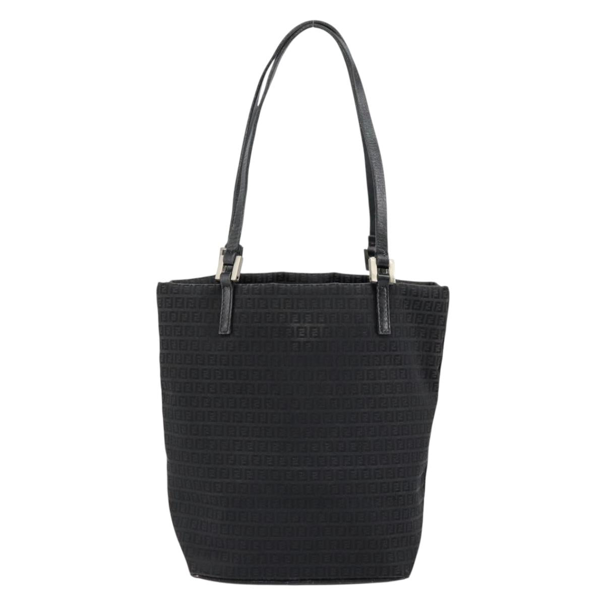 FENDI Zucchino Canvas Hand Bag Black Auth ep10842