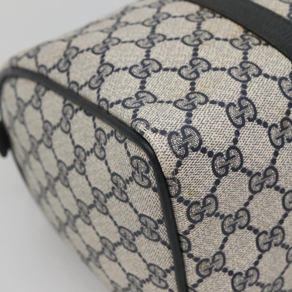 GUCCI GG Supreme Sherry Line Boston Bag PVC Navy Gold Auth ep10844