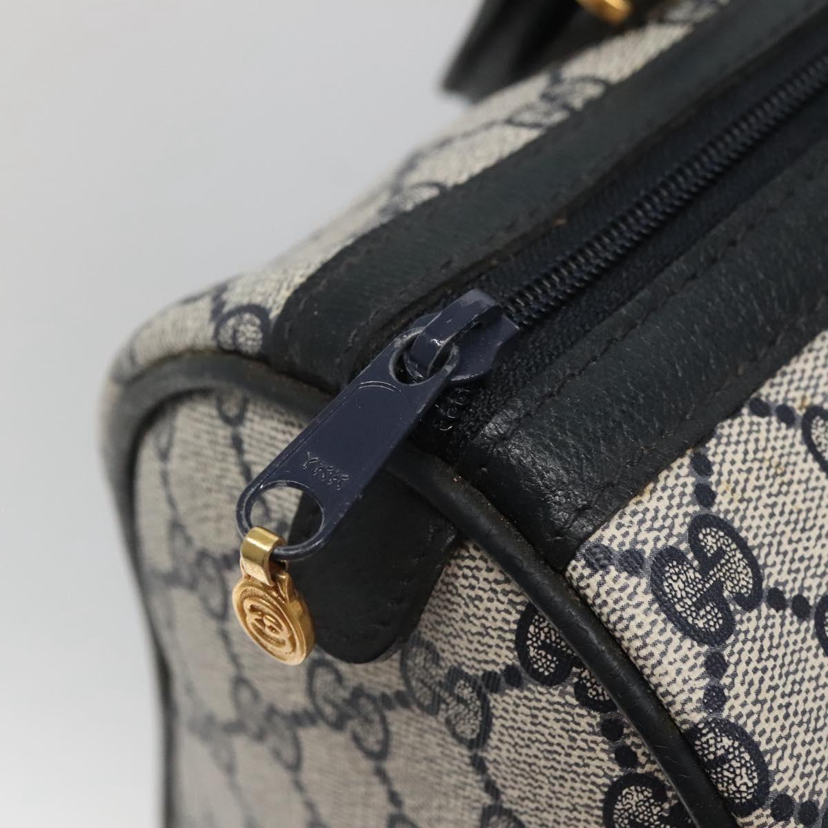 GUCCI GG Supreme Sherry Line Boston Bag PVC Navy Gold Auth ep10844