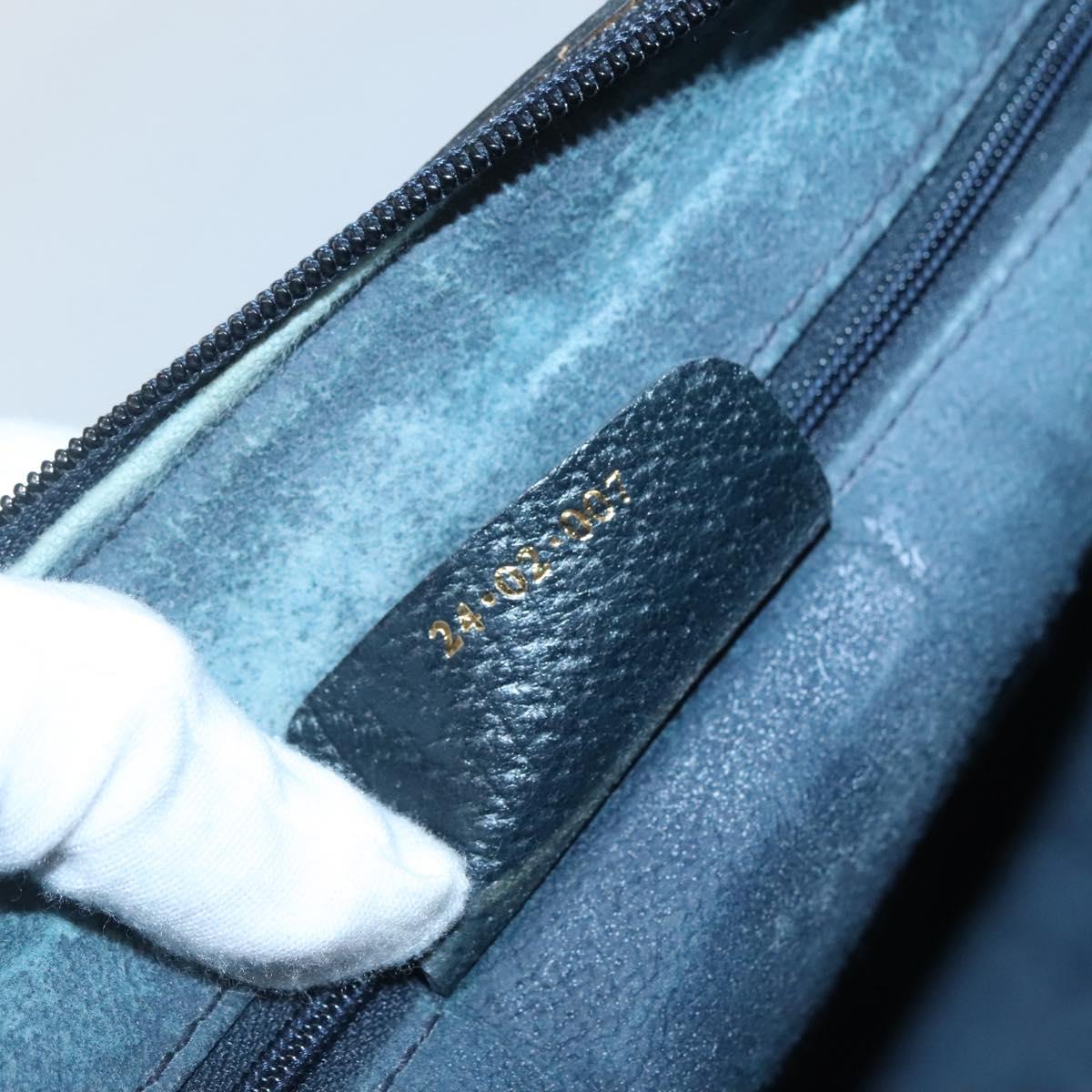 GUCCI GG Supreme Sherry Line Boston Bag PVC Navy Gold Auth ep10844