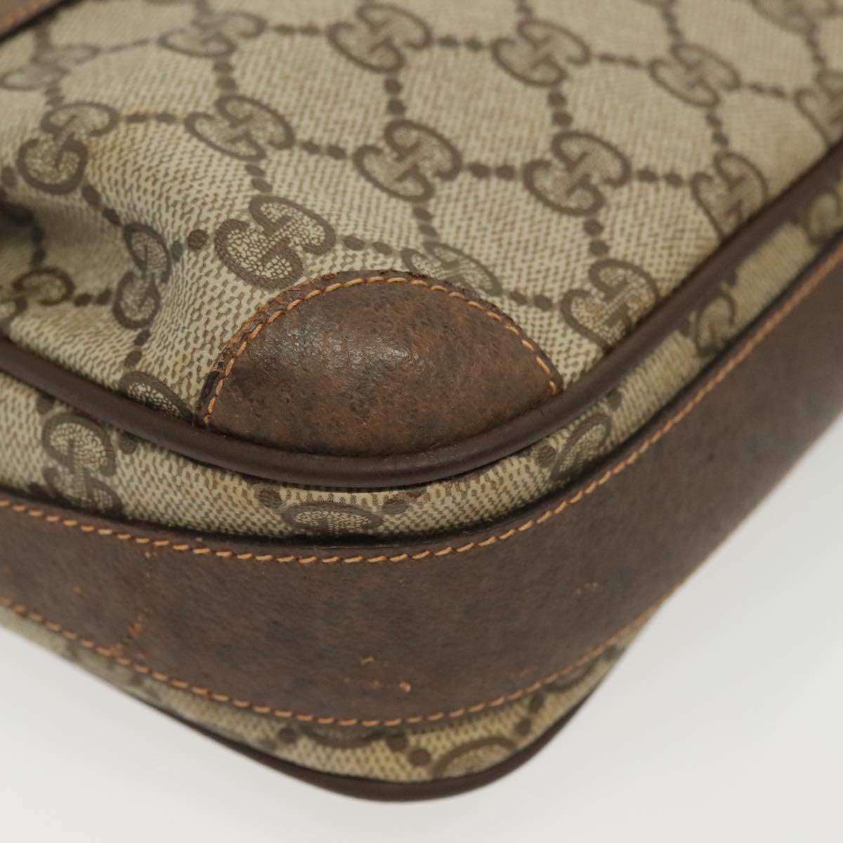 GUCCI GG Supreme Shoulder Bag PVC Beige Gold Auth ep10845