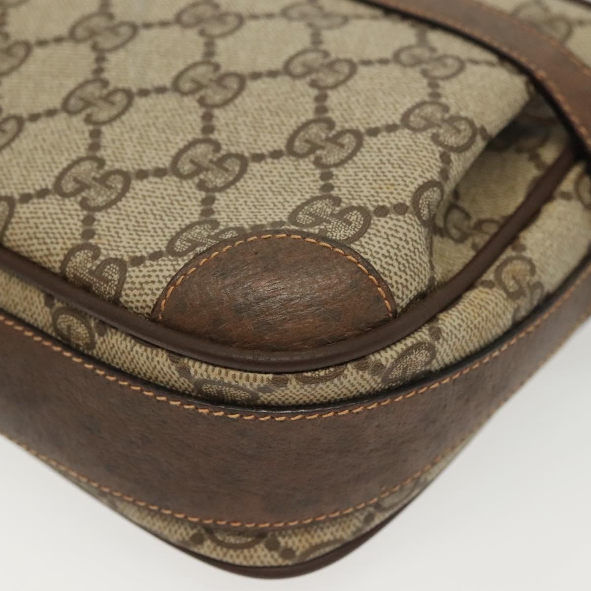 GUCCI GG Supreme Shoulder Bag PVC Beige Gold Auth ep10845