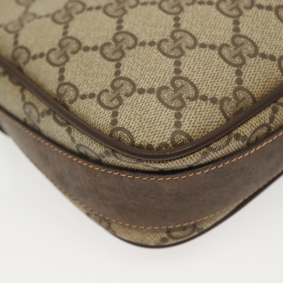 GUCCI GG Supreme Shoulder Bag PVC Beige Gold Auth ep10845