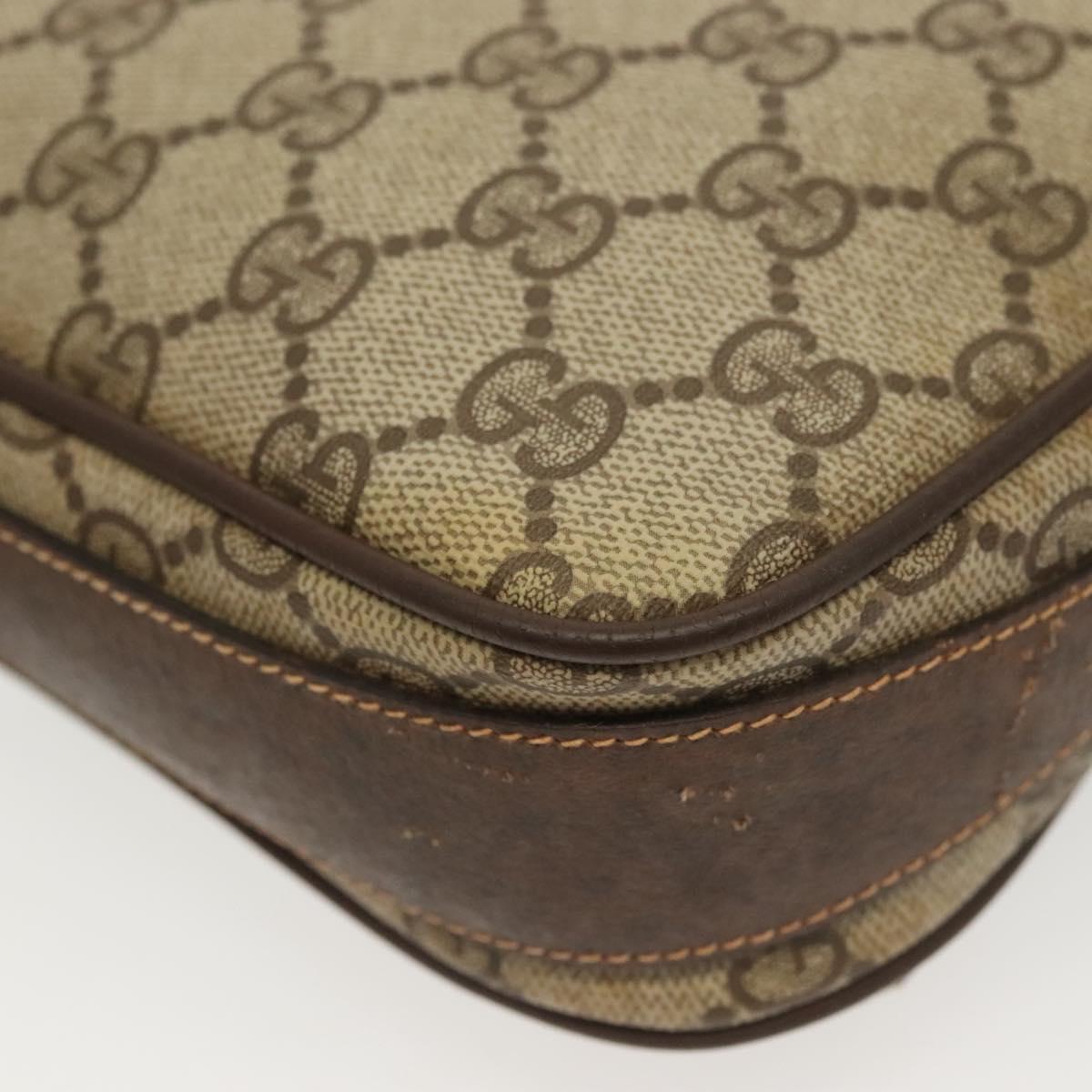 GUCCI GG Supreme Shoulder Bag PVC Beige Gold Auth ep10845