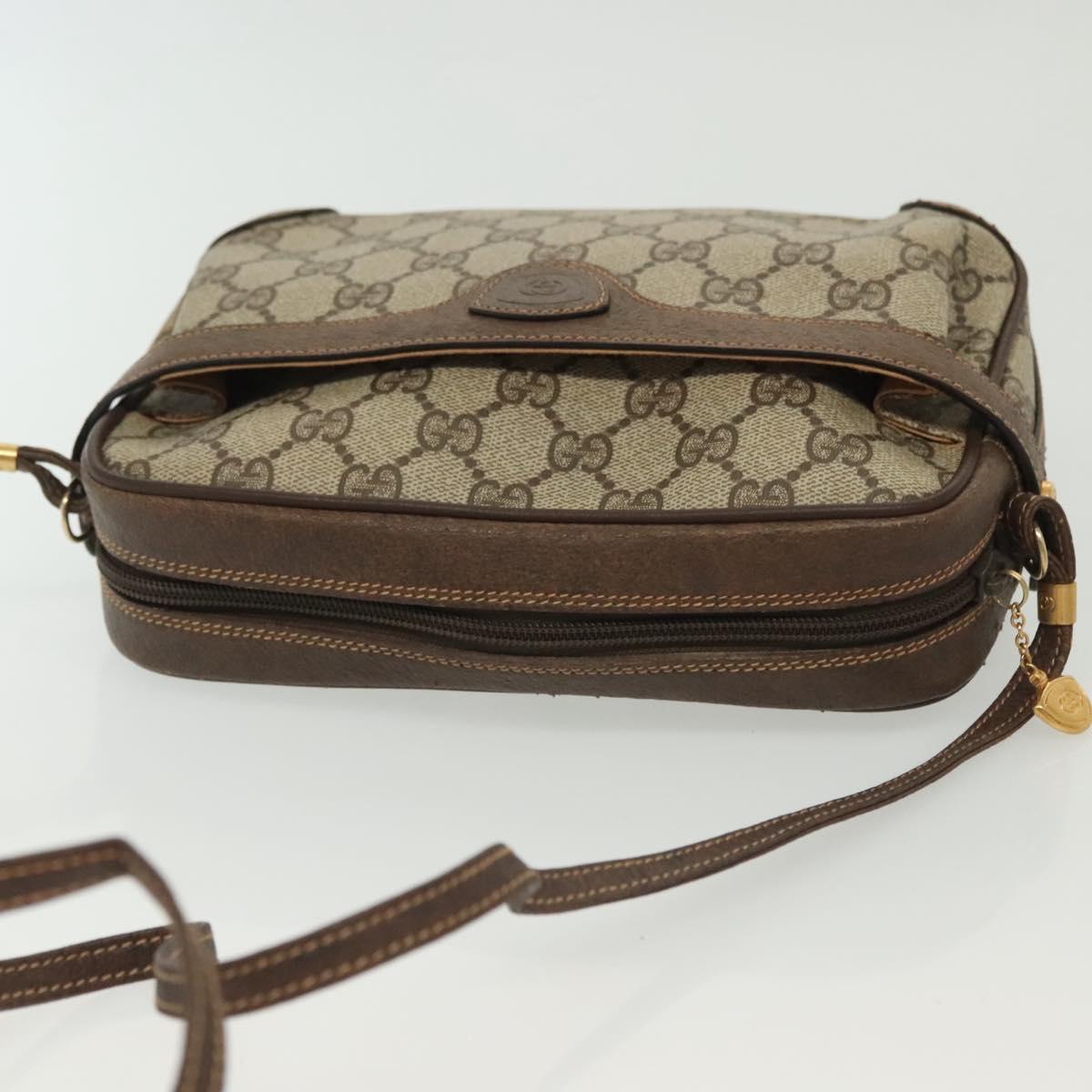 GUCCI GG Supreme Shoulder Bag PVC Beige Gold Auth ep10845