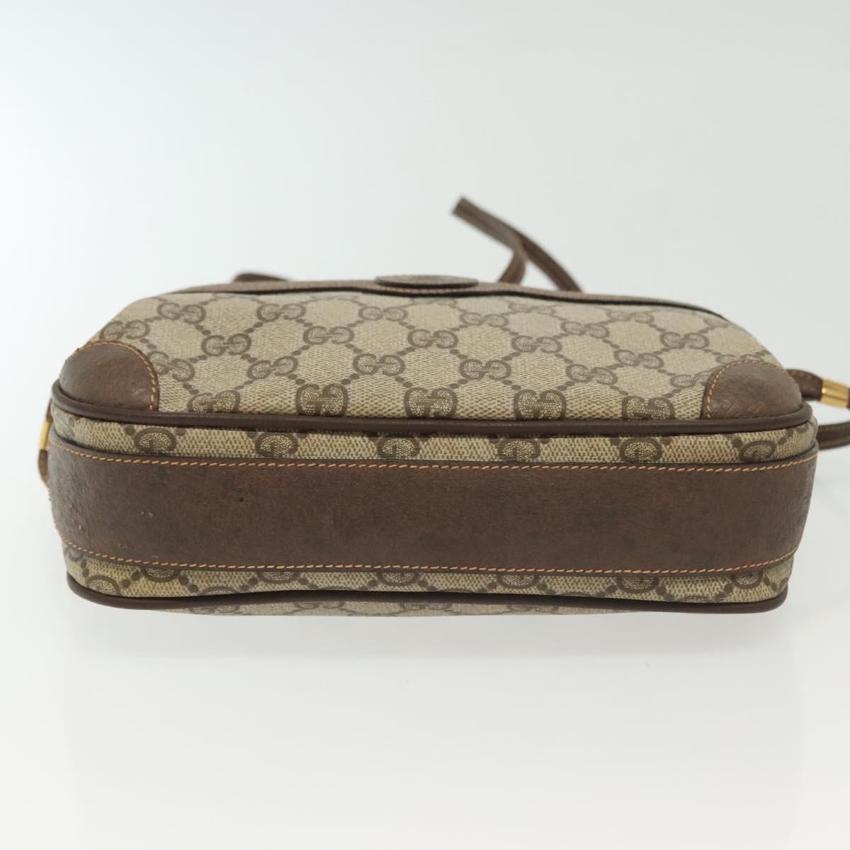 GUCCI GG Supreme Shoulder Bag PVC Beige Gold Auth ep10845