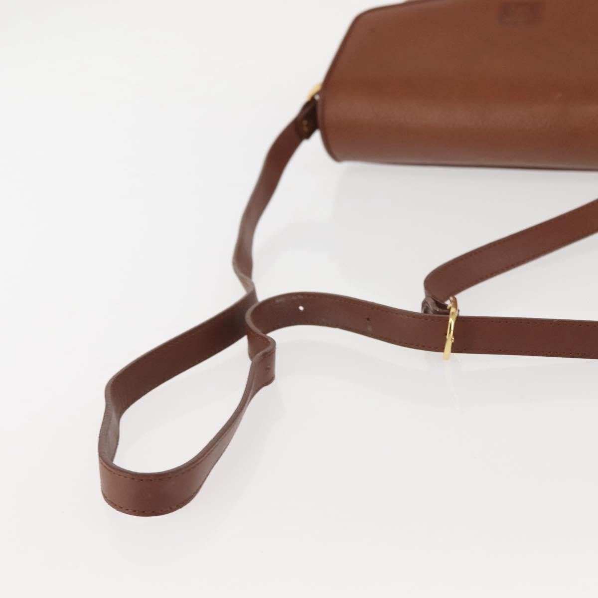 Burberrys Shoulder Bag Leather Brown Gold Auth ep10854