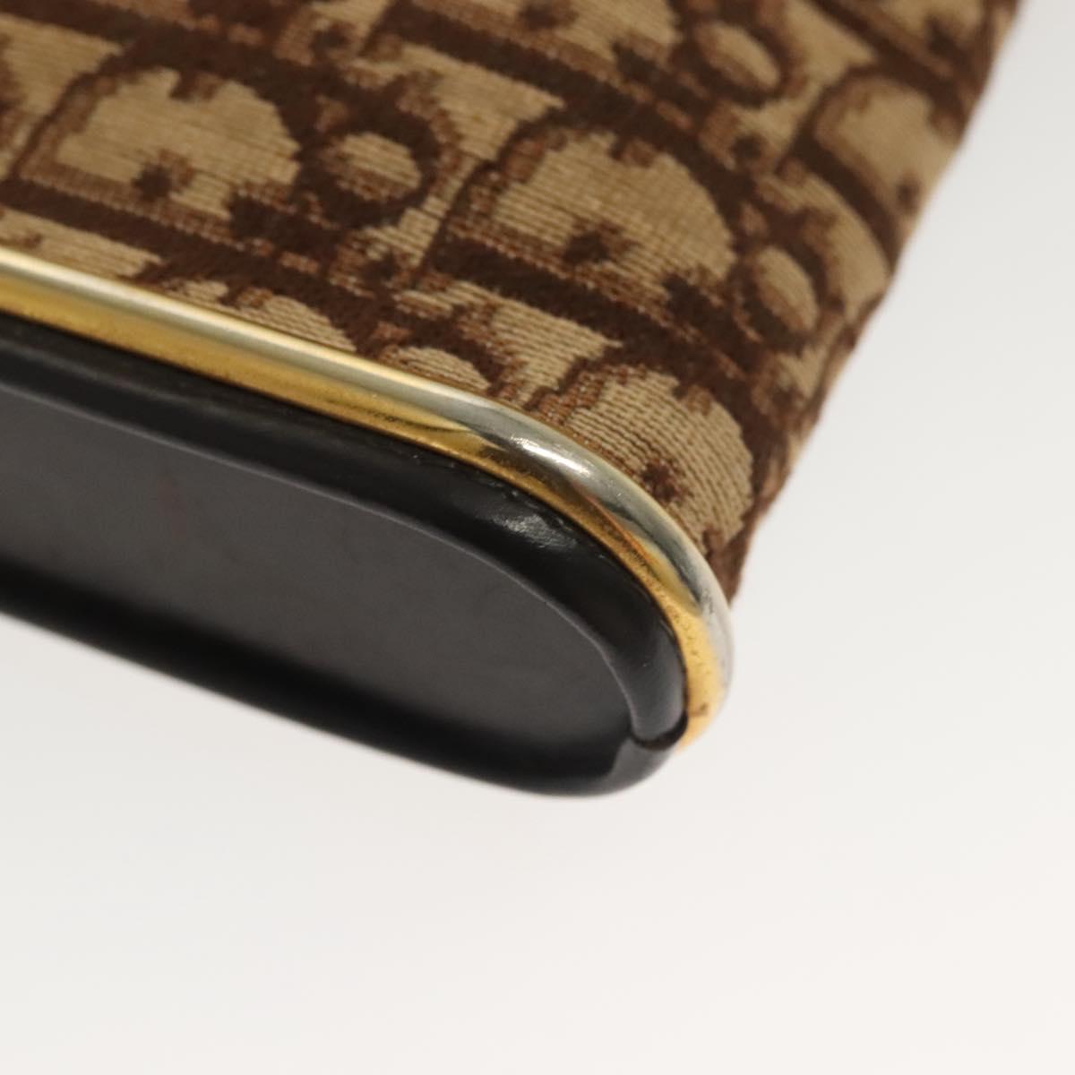 Christian Dior Trotter Canvas Shoulder Bag Brown Gold Auth ep10855
