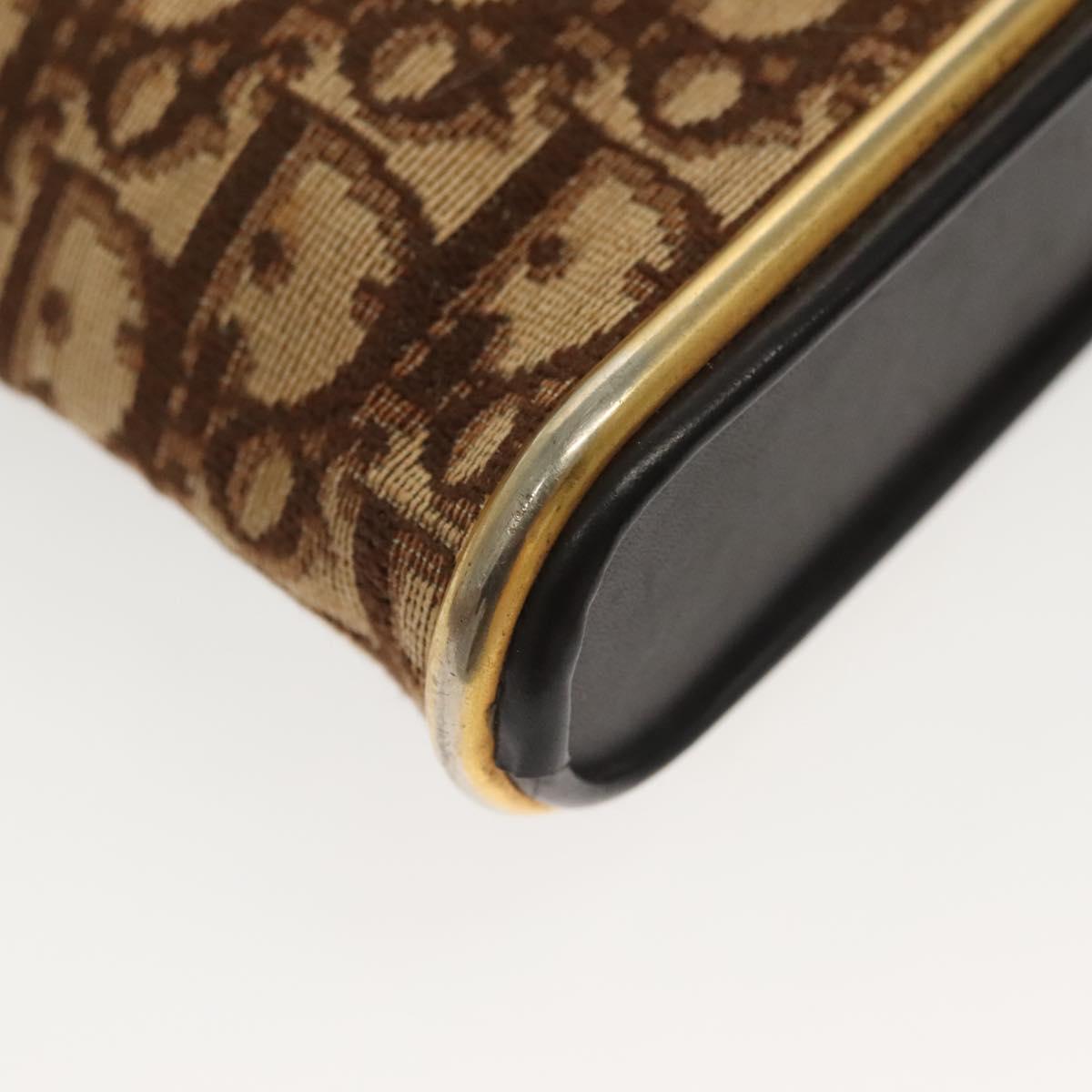 Christian Dior Trotter Canvas Shoulder Bag Brown Gold Auth ep10855