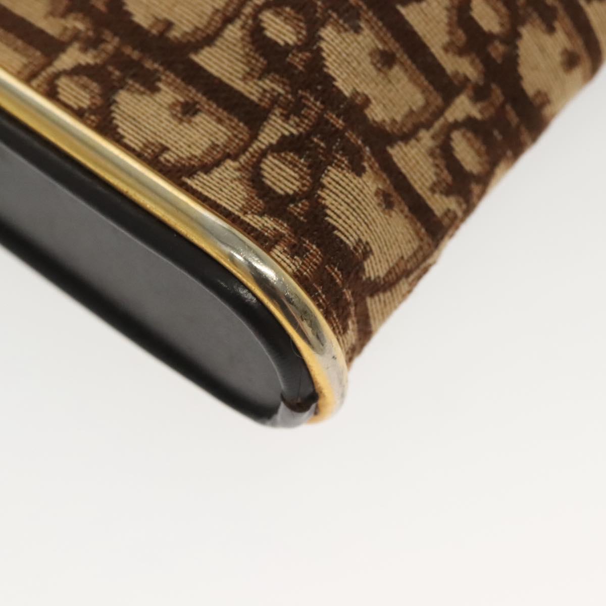 Christian Dior Trotter Canvas Shoulder Bag Brown Gold Auth ep10855