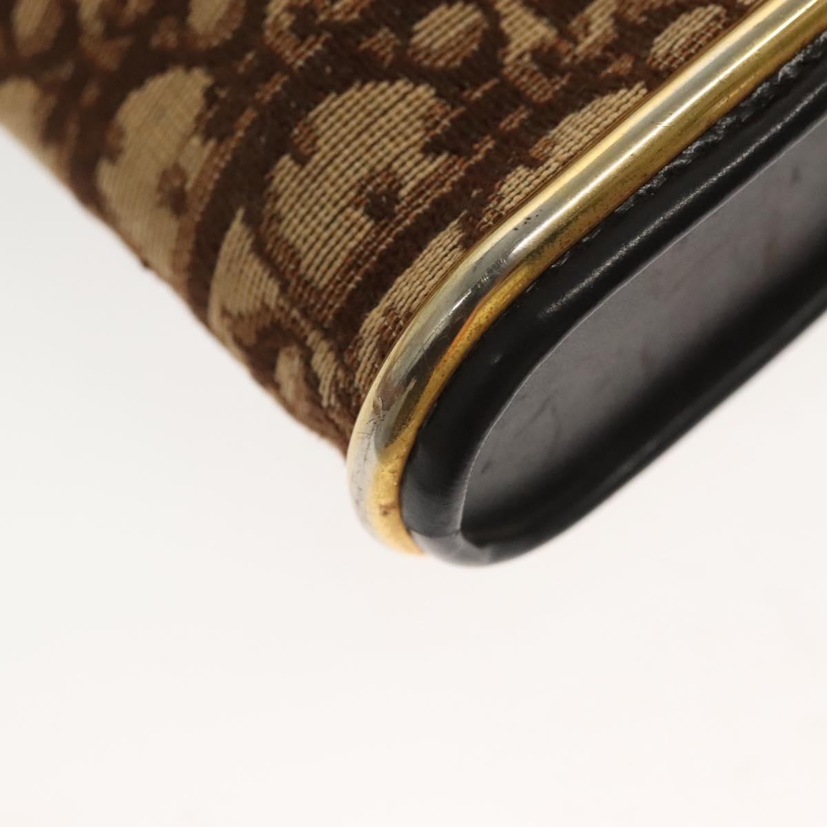 Christian Dior Trotter Canvas Shoulder Bag Brown Gold Auth ep10855